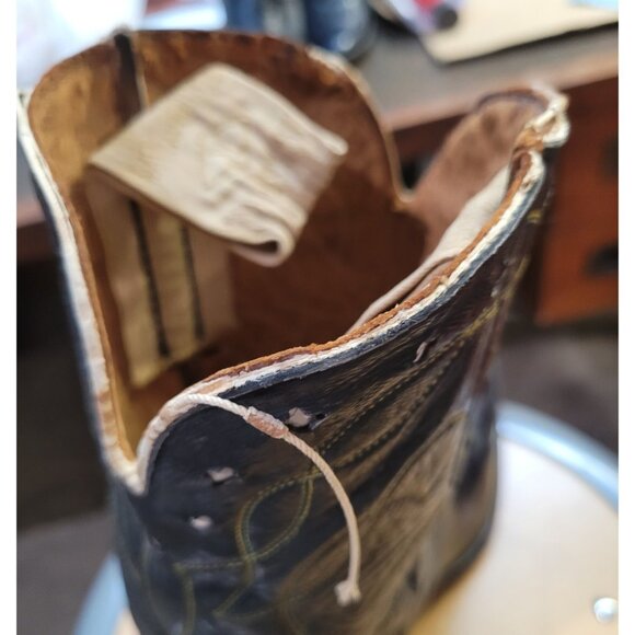 Kirkendall PeeWee Cowboy Western Boots Vintage 40s 50s Black Cutout Stars Mens 9 - Picture 10 of 14